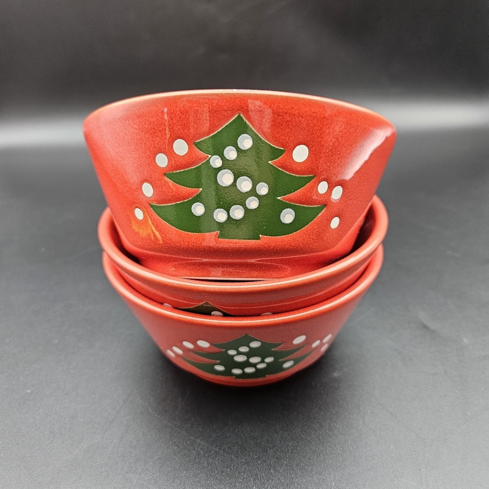 3 Waechtersbach Red Christmas Tree Coupe Soup Bowl Berry Dessert 5" Lot 3